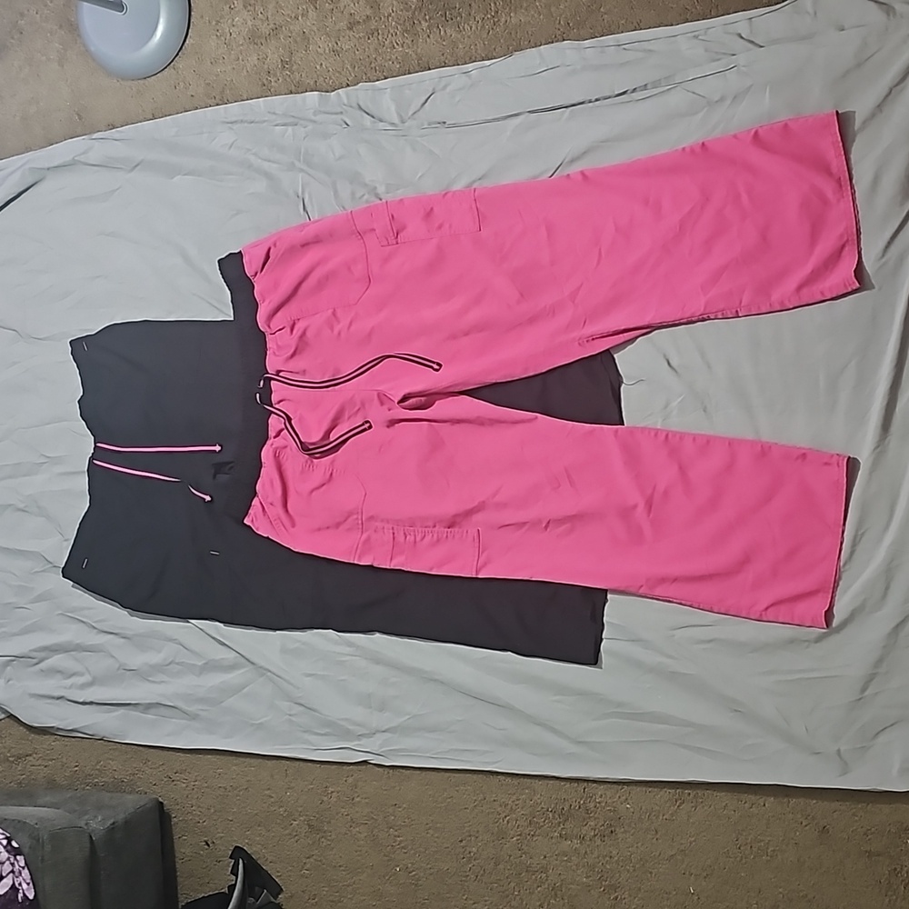 2XL Pink n Black ScrubStar Stretch Drawstring Plus Sz Pant lot ft. Side Pockets